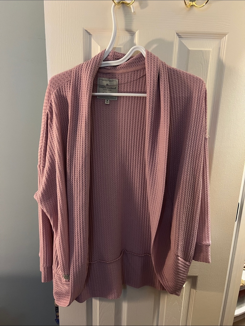 Simply Southern Open-Front Waffle Cardigan - Dusty Mauve